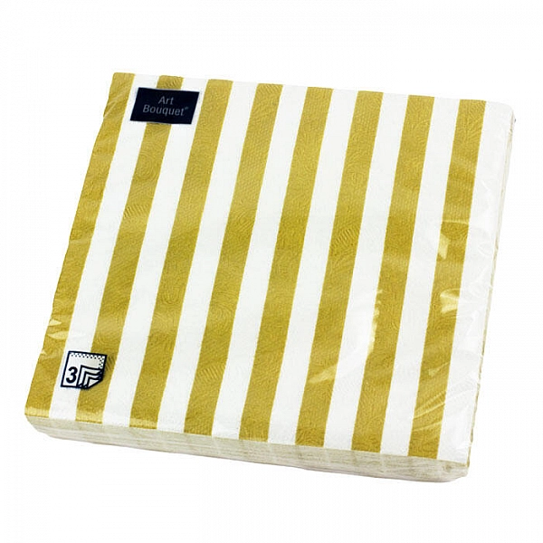 Салфетки декоративные Bouquet Art Барокко Полосы Золотые 37869 33*33 см 3 слоя 16 шт