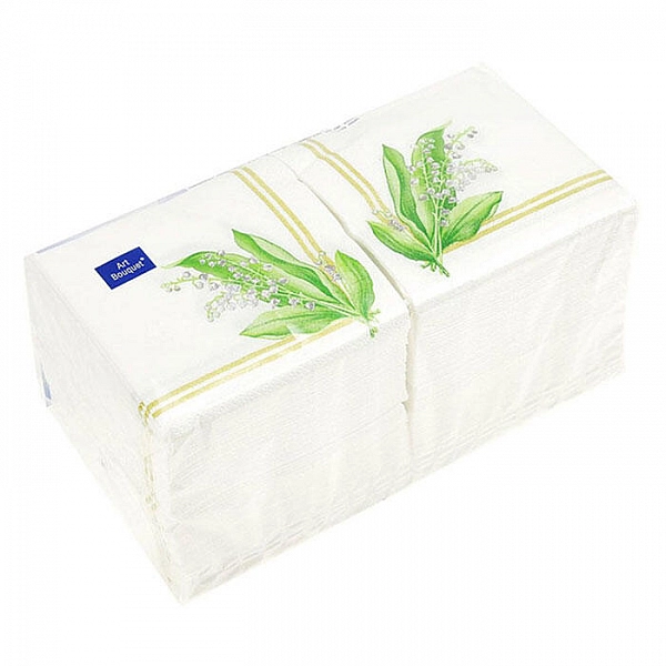 Салфетки декоративные Bouquet Art Ландыши 57337 20*20 см 2 слоя 250 шт