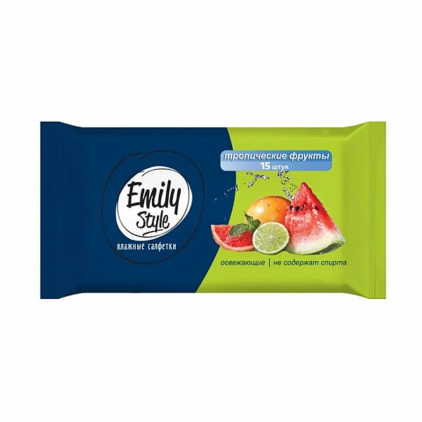 Салфетки влажные Emily Style Тропические фрукты 15 шт