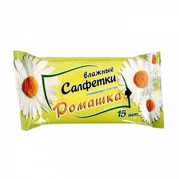 Салфетки влажные очищающие для рук Спантек Ромашка 15 шт