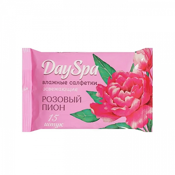 Салфетки влажные Day Spa Розовый Пион освежающие 15 шт