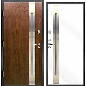 Дверь Nord Doors 70 наружная стальная частично остекленная левая 2060*980 мм каштан RAL 9003 муар