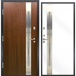 Дверь Nord Doors 70 наружная стальная частично остекленная левая 2060*980 мм каштан RAL 9003 муар