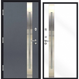 Дверь Nord Doors 70 наружная стальная частично остекленная левая 2060*980 мм RAL 7016 RAL 9003 муар