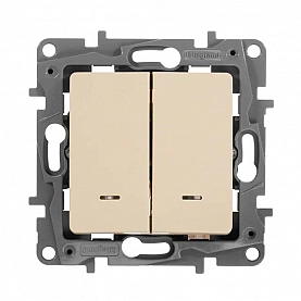 Выключатель Legrand Etika 672304 2 клавиши с подсветкой слоновая кость