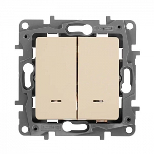 Выключатель Legrand Etika 672304 2 клавиши с подсветкой слоновая кость