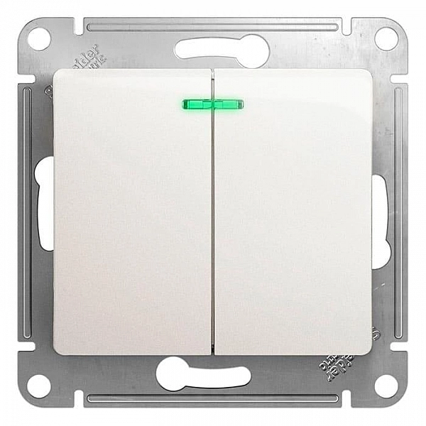 Выключатель Systeme Electric Glossa GSL000653 2 клавиши с подсветкой перламутр