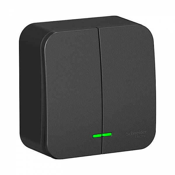 Выключатель Systeme Electric Blanca BLNVA105116 2 клавиши с подсветкой антрацит