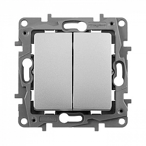 Выключатель Legrand Etika 672402 2 клавиши алюминий