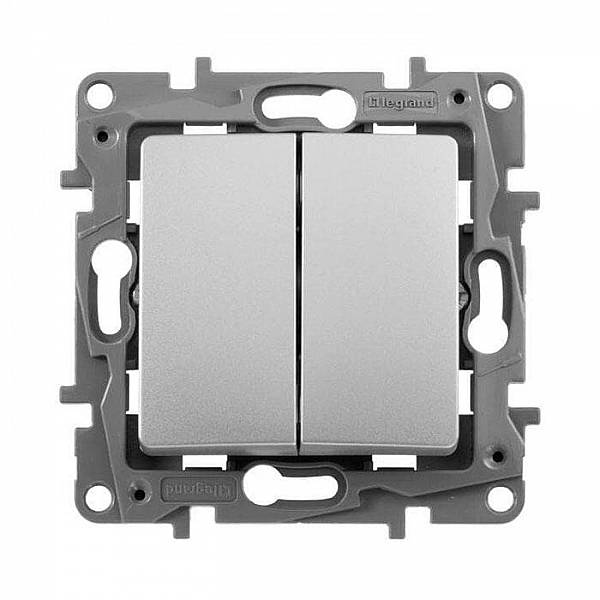 Выключатель Legrand Etika 672402 2 клавиши алюминий