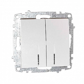 Выключатель EL-BI Zena-Vega 609-015600-203 2 клавиши с подсветкой белоснежный