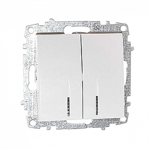 Выключатель EL-BI Zena-Vega 609-015600-203 2 клавиши с подсветкой белоснежный