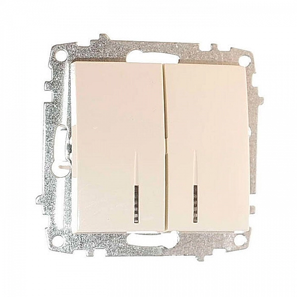 Выключатель EL-BI Zena-Vega 609-010300-203 2 клавиши с подсветкой кремовый