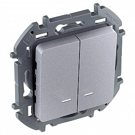 Выключатель Legrand Inspiria 673632 2 клавиши с подсветкой алюминий