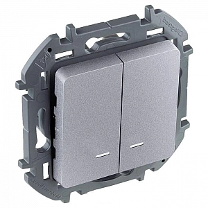 Выключатель Legrand Inspiria 673632 2 клавиши с подсветкой алюминий