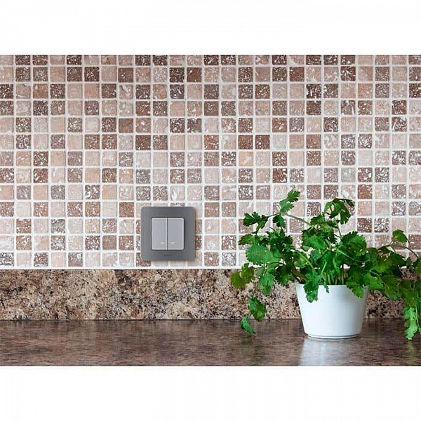 Выключатель Legrand Inspiria 673632 2 клавиши с подсветкой алюминий