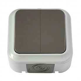 Выключатель Bylectrica Пралеска А5 6-224(03) 2 клавиши открытый брызгозащищенный серый