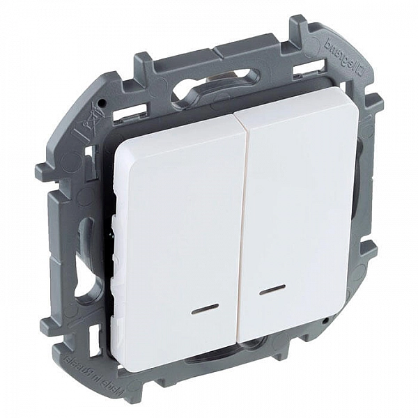 Выключатель Legrand Inspiria 673630 2 клавиши с подсветкой белый