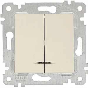 Выключатель Mutlusan Rita 2200 426 0102 2 клавиши с подсветкой слоновая кость