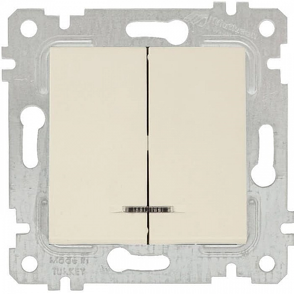 Выключатель Mutlusan Rita 2200 426 0102 2 клавиши с подсветкой слоновая кость