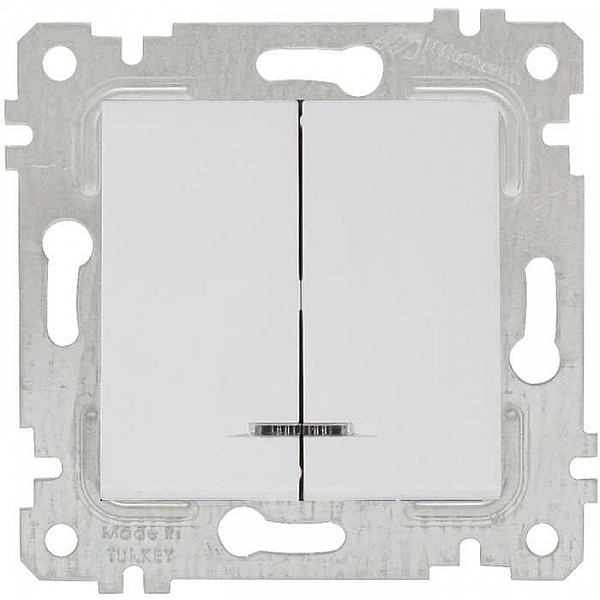 Выключатель Mutlusan Rita 2200 426 0101 2 клавиши с подсветкой белый