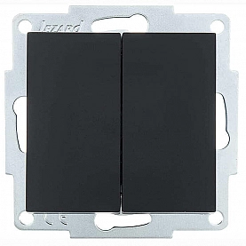 Выключатель Lezard Vesna 742-4288-101 2 клавиши чёрный бархат