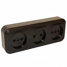 Розетка Элект RA16-363-Ч УХЛ4 3 места без заземления черный