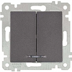 Выключатель Mutlusan Rita 2200 426 0195 2 клавиши с подсветкой дымчатый