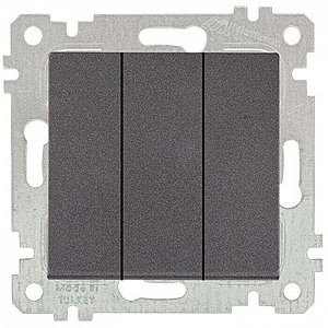 Выключатель Mutlusan Rita 2200 409 0195 3 клавиши дымчатый