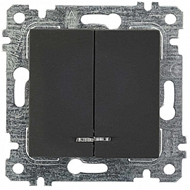 Выключатель Mutlusan Rita 2200 426 0184 2 клавиши с подсветкой черный мат