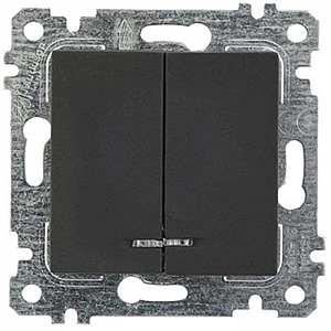 Выключатель Mutlusan Rita 2200 426 0184 2 клавиши с подсветкой черный мат