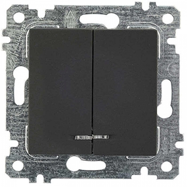 Выключатель Mutlusan Rita 2200 426 0184 2 клавиши с подсветкой черный мат