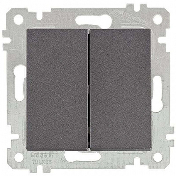 Выключатель Mutlusan Rita 2200 402 0195 2 клавиши дымчатый