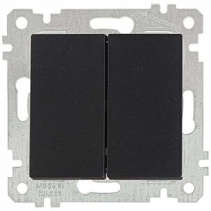 Выключатель Mutlusan Rita 2200 402 0184 2 клавиши черный мат