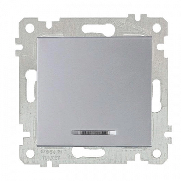 Выключатель Mutlusan Rita 2200 415 0182 1 клавиша с подсветкой нержавеющая сталь