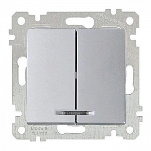 Выключатель Mutlusan Rita 2200 426 0182 2 клавиши с подсветкой нержавеющая сталь