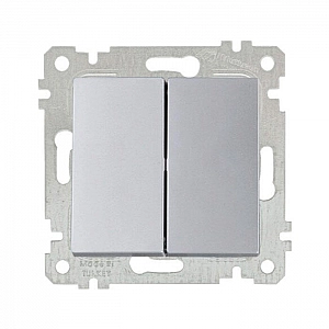 Выключатель Mutlusan Rita 2200 402 0182 2 клавиши нержавеющая сталь