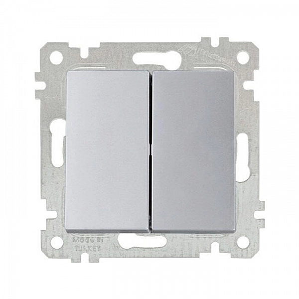 Выключатель Mutlusan Rita 2200 402 0182 2 клавиши нержавеющая сталь