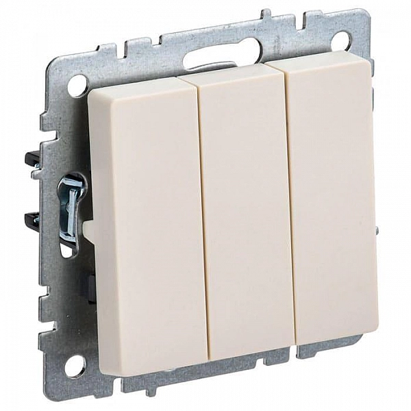 Выключатель IEK Brite ВС10-3-0-БрКр 3 клавиши бежевый