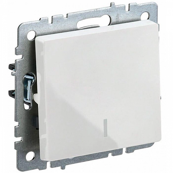 Выключатель IEK Brite ВС10-1-1-БрБ 1 клавиша с подсветкой белый