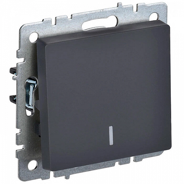 Выключатель IEK Brite ВС10-1-1-БрГ 1 клавиша с подсветкой графит