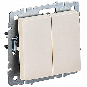 Выключатель проходной IEK Brite ВС10-2-6-БрКр 2 клавиши бежевый