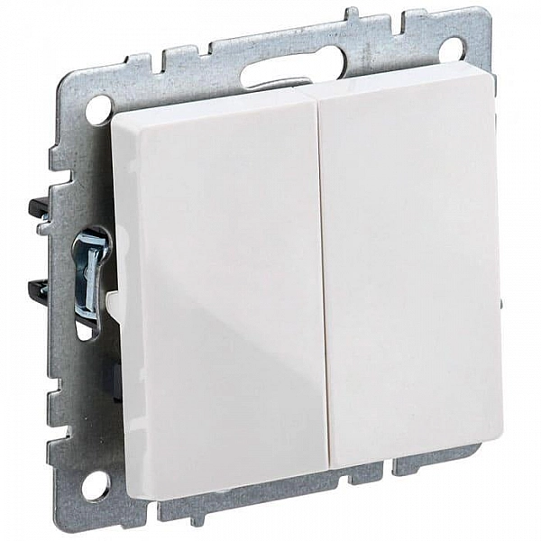 Выключатель проходной IEK Brite ВС10-2-6-БрБ 2 клавиши белый