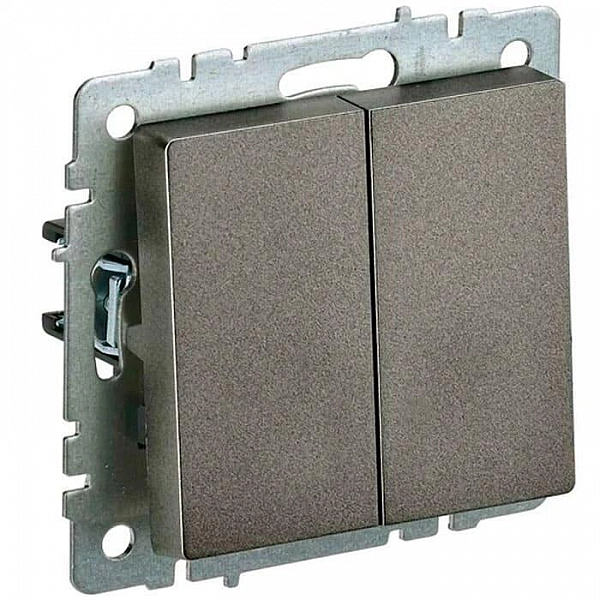 Выключатель IEK Brite ВС10-2-6-БрТБ 2 клавиши проходной темная бронза