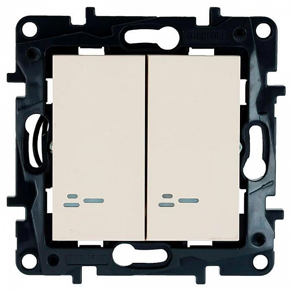 Выключатель Legrand Structura 764041 2 клавиши с подсветкой слоновая кость
