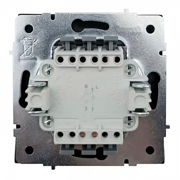 Выключатель проходной Lezard Zima 704-4288-114QC 1 клавиша безвинтовой с подсветкой черный бархат