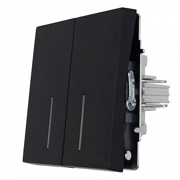 Выключатель Lezard Zima 704-4288-112QC 2 клавиши безвинтовой с подсветкой черный бархат