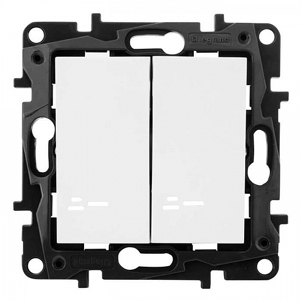 Выключатель Legrand Structura 764040 2 клавиши с подсветкой белый