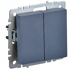 Выключатель IEK Brite ВС10-2-6-БрМ 2 клавиши проходной маренго