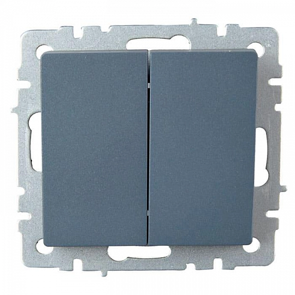 Выключатель IEK Brite ВС10-2-6-БрМ 2 клавиши проходной маренго